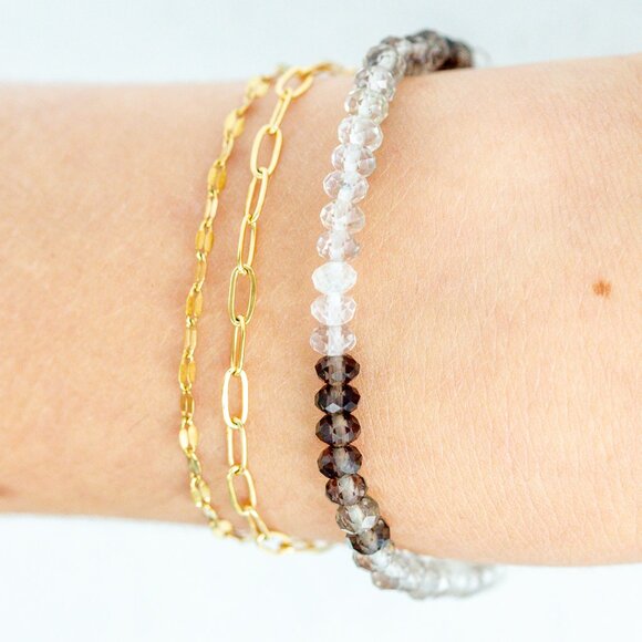 BUNDLE Ombre Smokey Quartz Necklace Waterproof Gold Beautiful Neutral Beaded - Picture 12 of 12